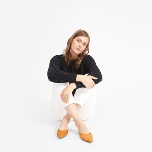 The V Mule - Everlane Mustard Suede Slides